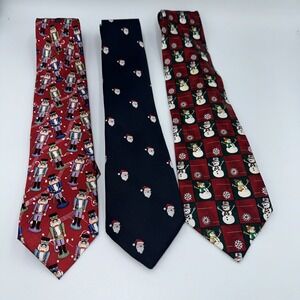 3 Holiday Christmas Nutcracker Snowman Santa Ties